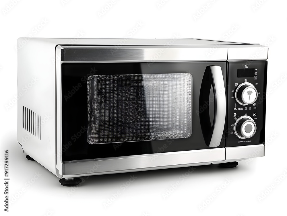 Fototapeta premium Modern microwave oven with sleek design placed on a kitchen countertop
