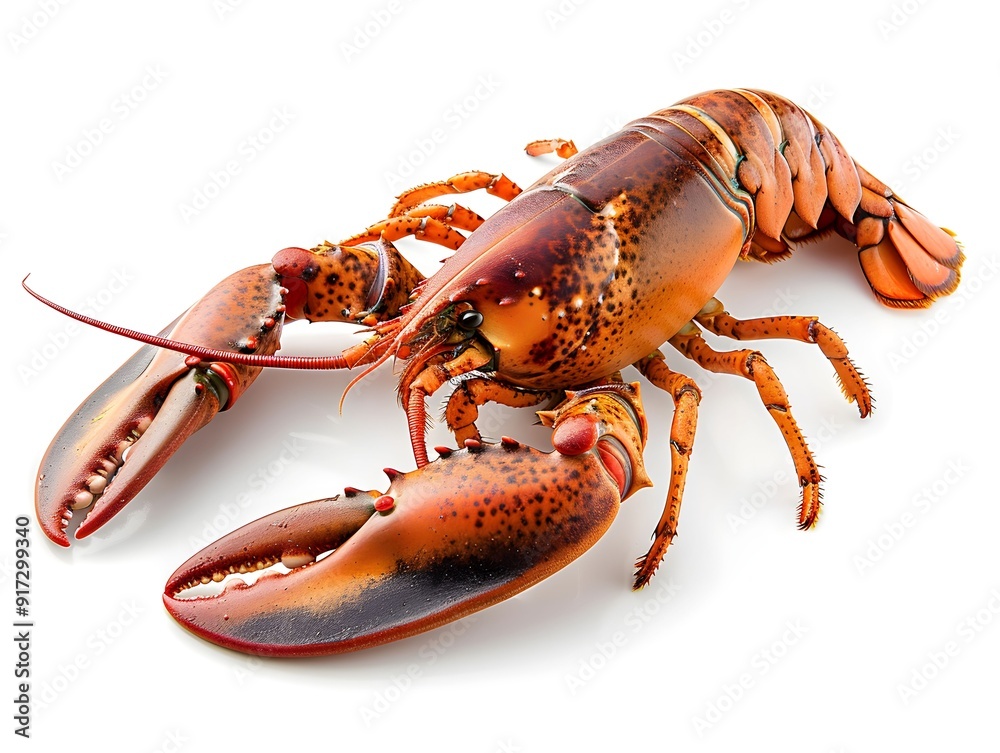 Freshly caught lobster on a white background ready for culinary preparation Freshly caught lobster on a white background ready for culinary preparation