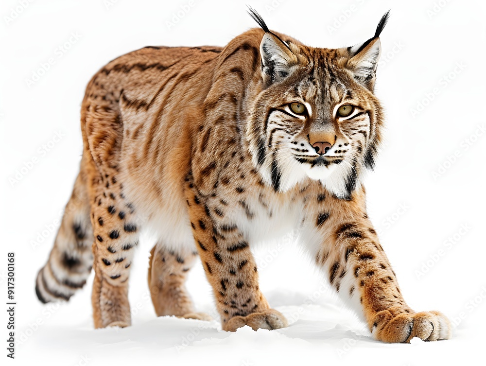 Lynx walking gracefully through fresh snow in a winter landscape Lynx walking gracefully through fresh snow in a winter landscape