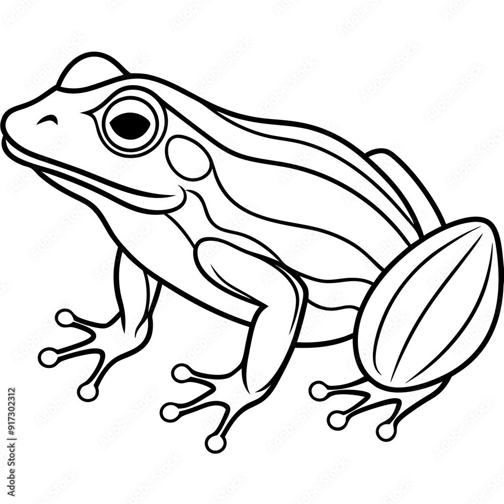 Naklejka premium Detailed Line Art of a Frog