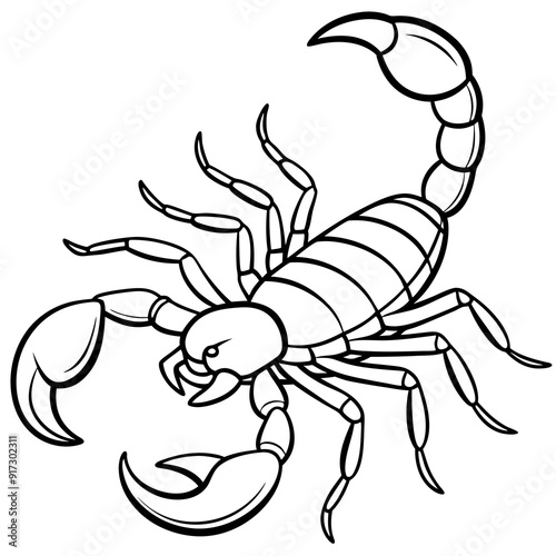 Detailed Line Art of a Scorpion Illustration