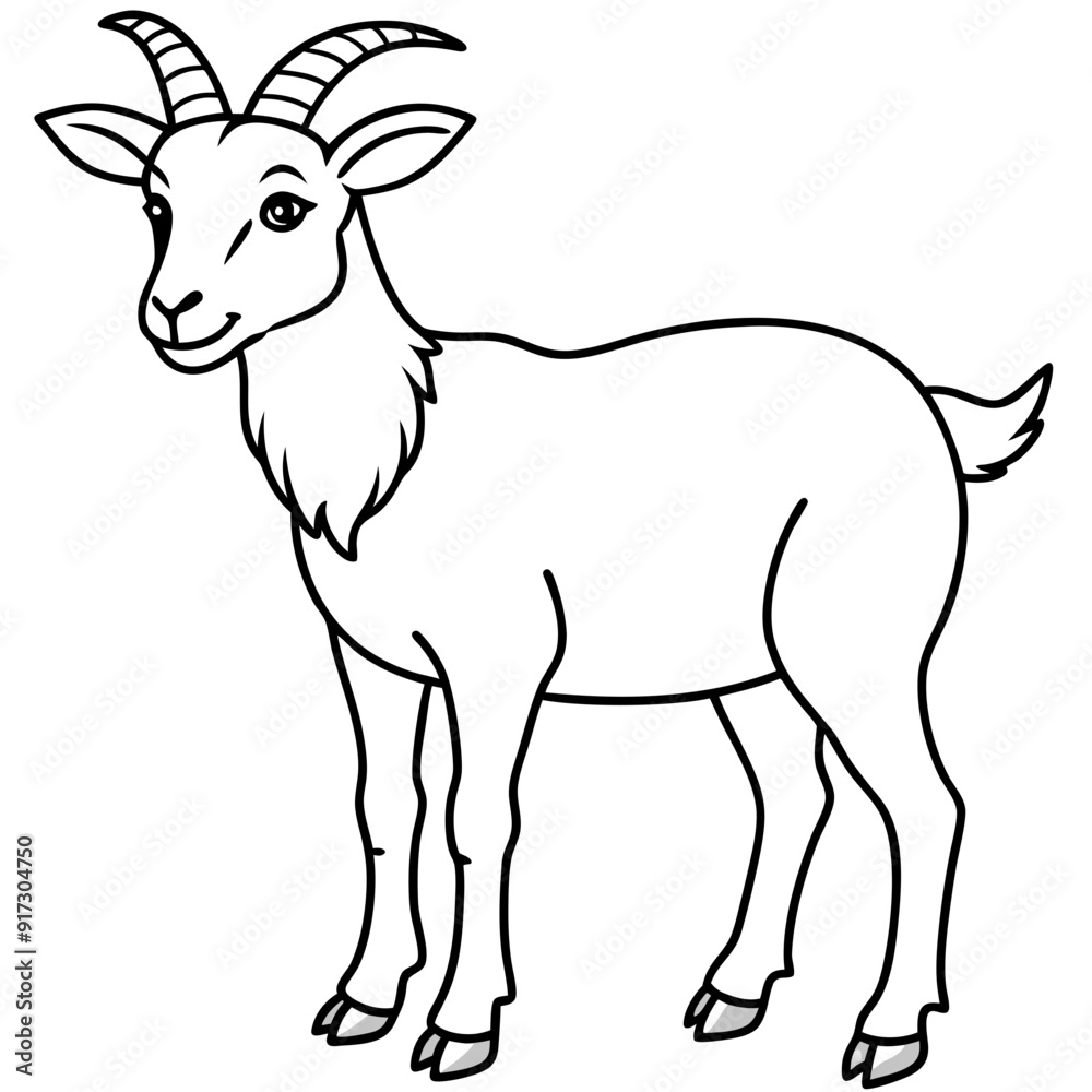 Detailed Line Art Illustration of a Goat Detailed Line Art Illustration of a Goat