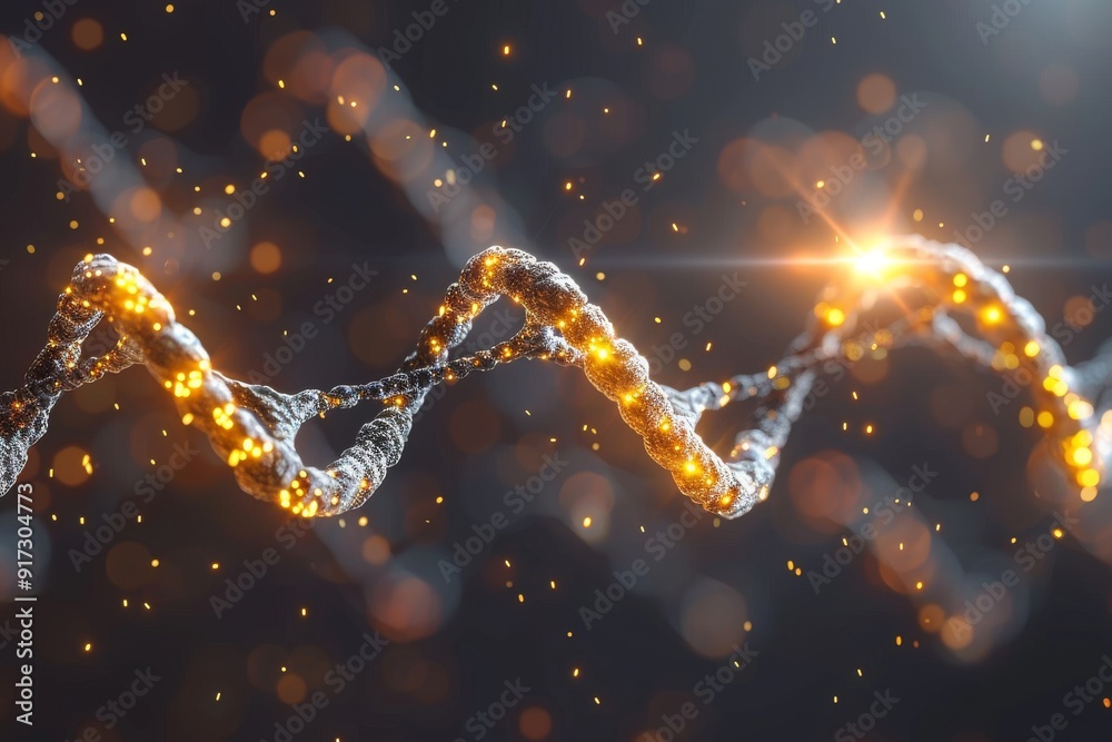 Intricate Visualization of DNA Helix With Radiant Sparks in a Dark Environment Intricate Visualization of DNA Helix With Radiant Sparks in a Dark Environment