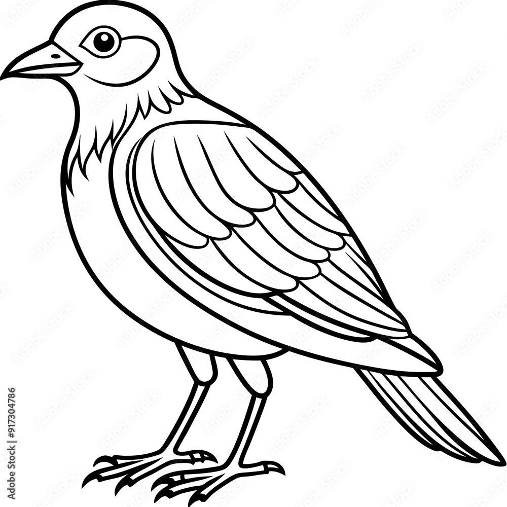 Obraz premium Detailed Line Art Illustration of a Bird