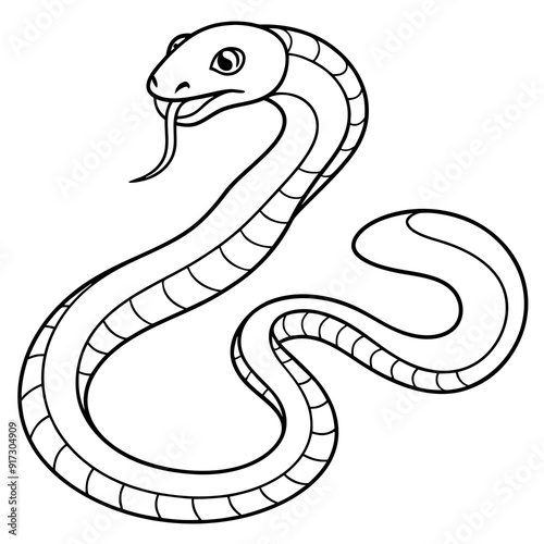Detailed Line Art Illustration of a Snake