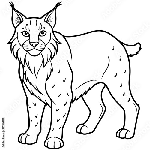 Detailed Line Art Illustration of a Lynx