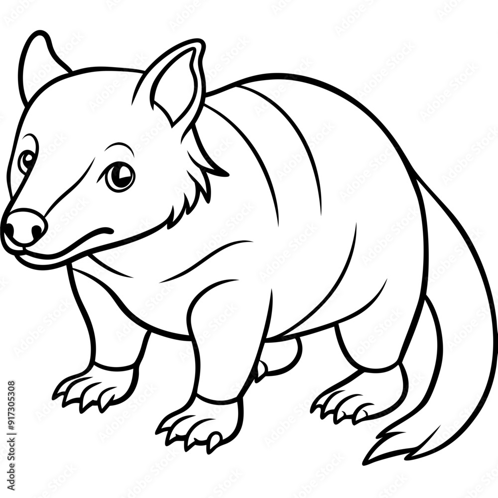 Obraz premium Detailed Line Art of a Tasmanian Devil