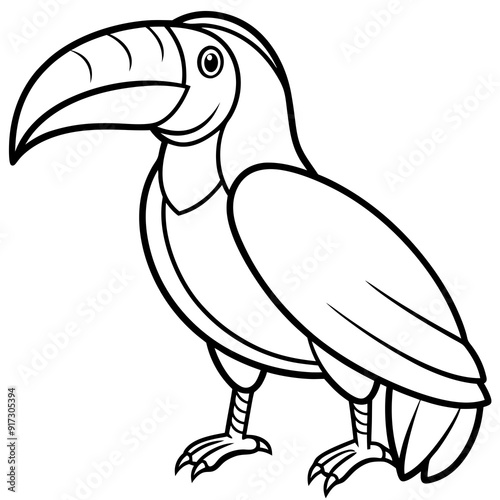 Detailed Line Art of a Toucan