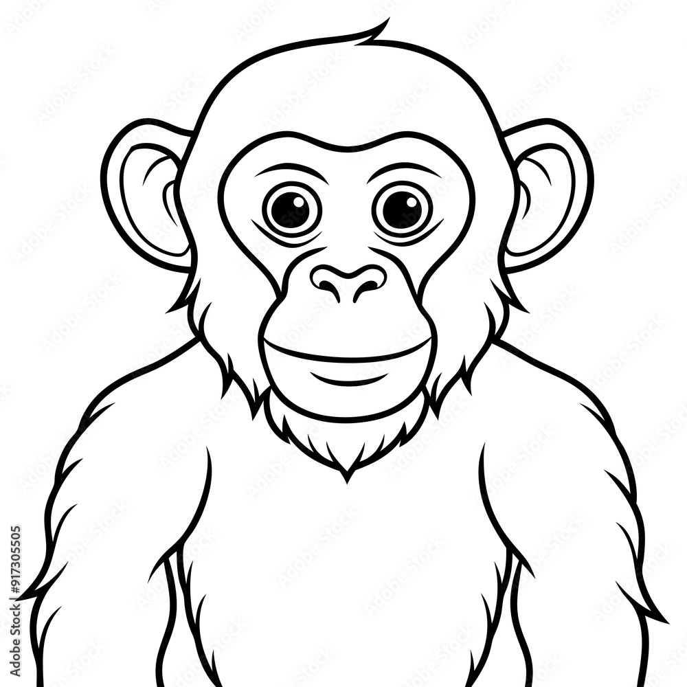 Detailed Line Art Illustration of a Monkey Detailed Line Art Illustration of a Monkey