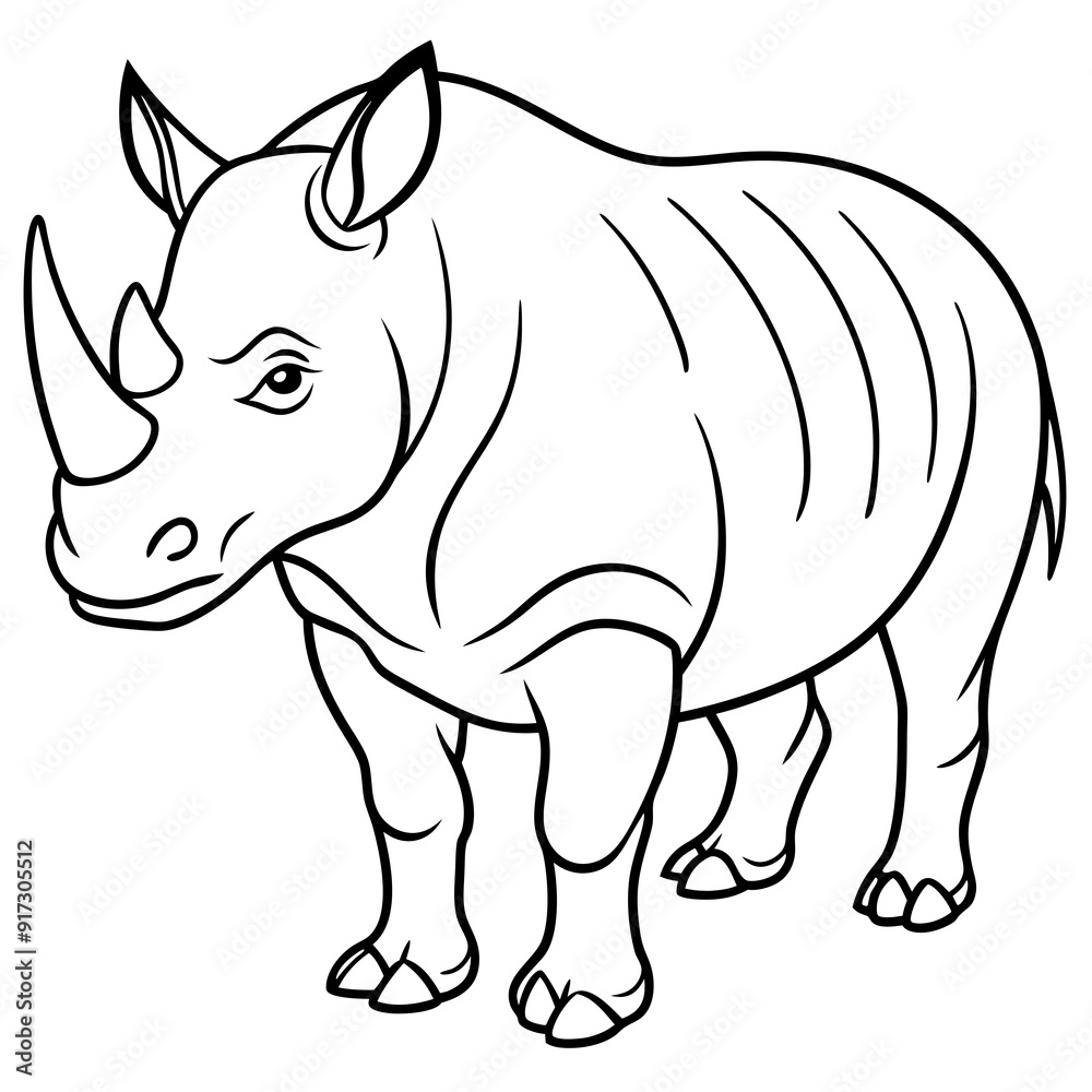 Obraz premium Detailed Line Art of a Rhinoceros