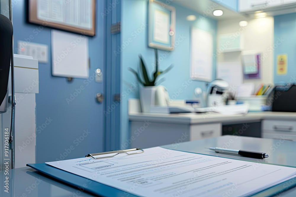 Medical chart and health records on a desk in a healthcare office Medical chart and health records on a desk in a healthcare office