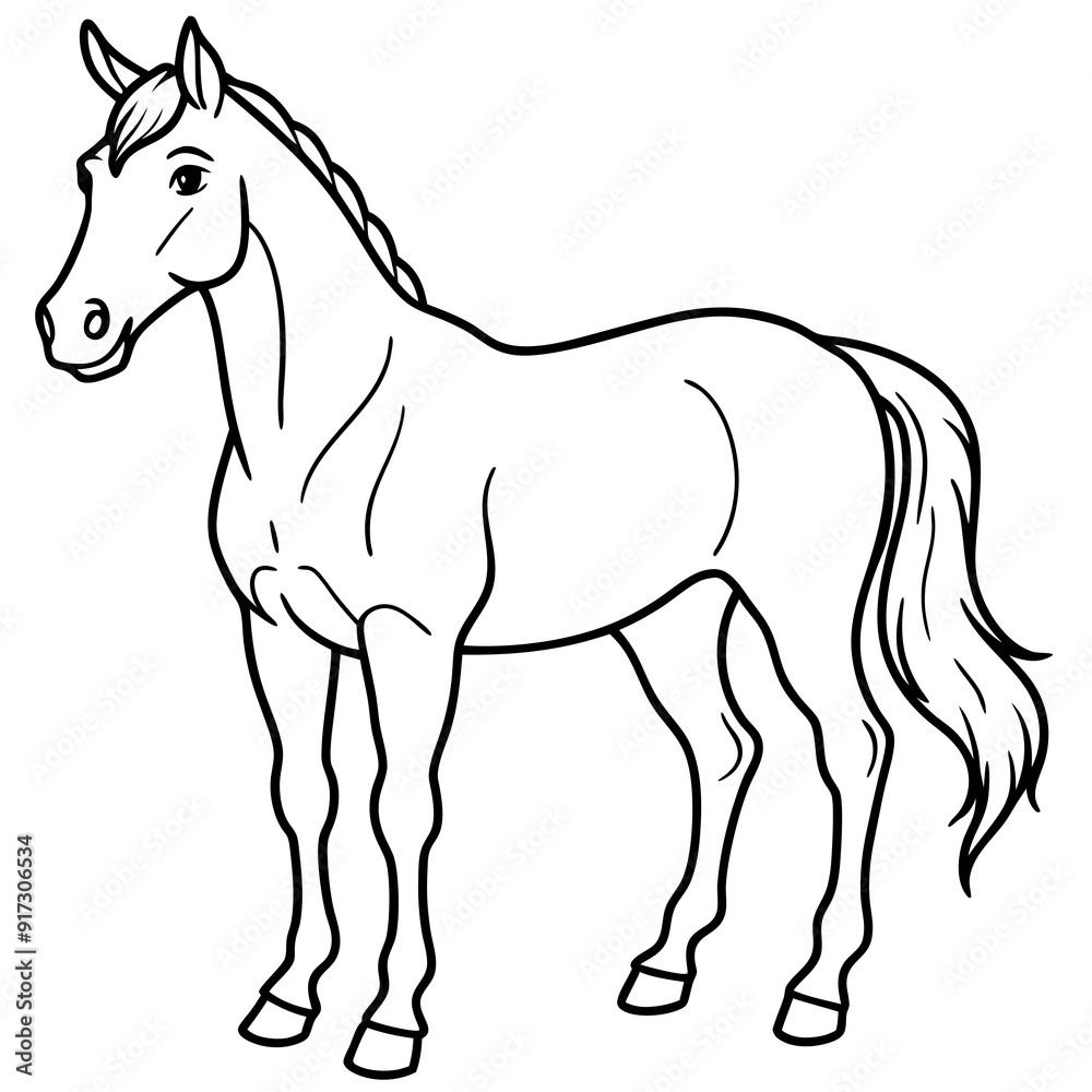 Detailed Line Art Illustration of a Horse Detailed Line Art Illustration of a Horse