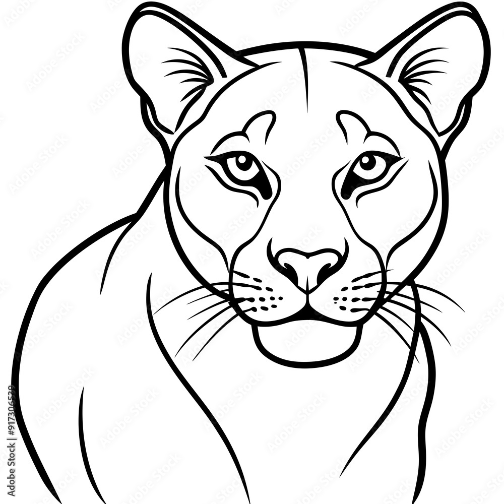 Obraz premium Detailed Line Art Illustration of a Cougar