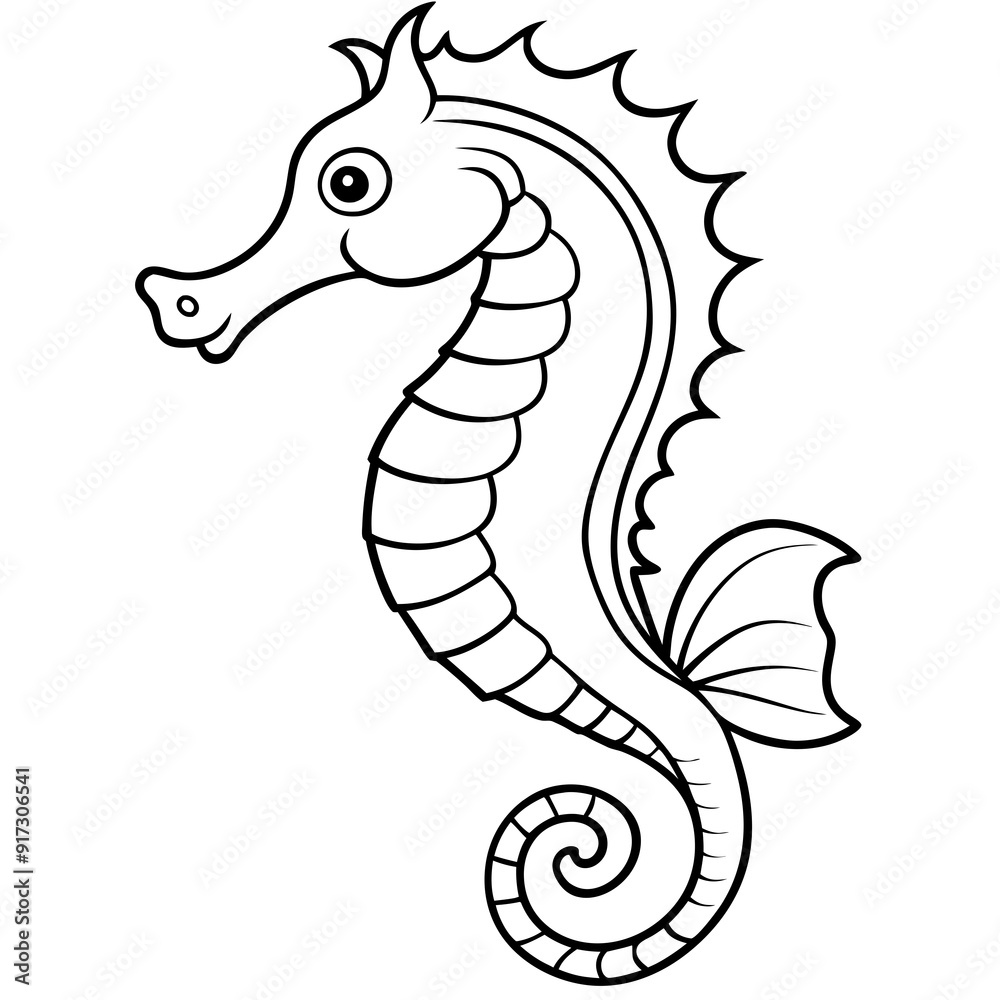 Fototapeta premium Detailed Line Art of a Seahorse