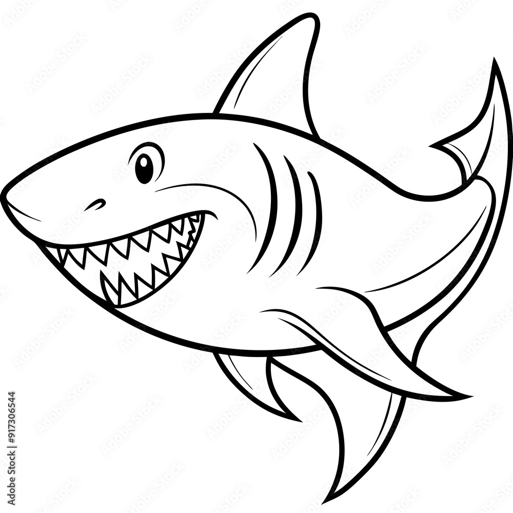 Detailed Line Art of a Shark Detailed Line Art of a Shark
