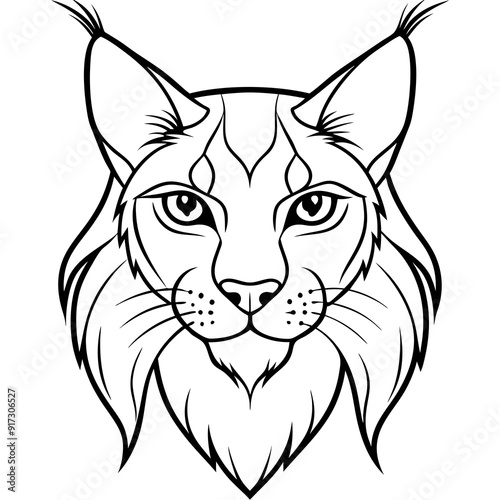 Detailed Line Art Illustration of a Lynx