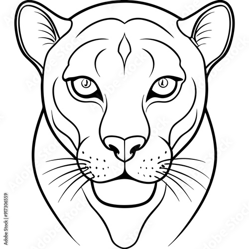 Abstract Panther Line Art Illustration photo