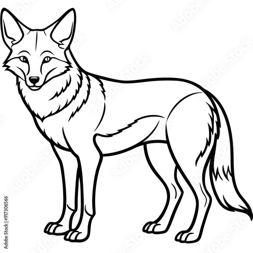 Detailed Line Art Illustration of a Coyote