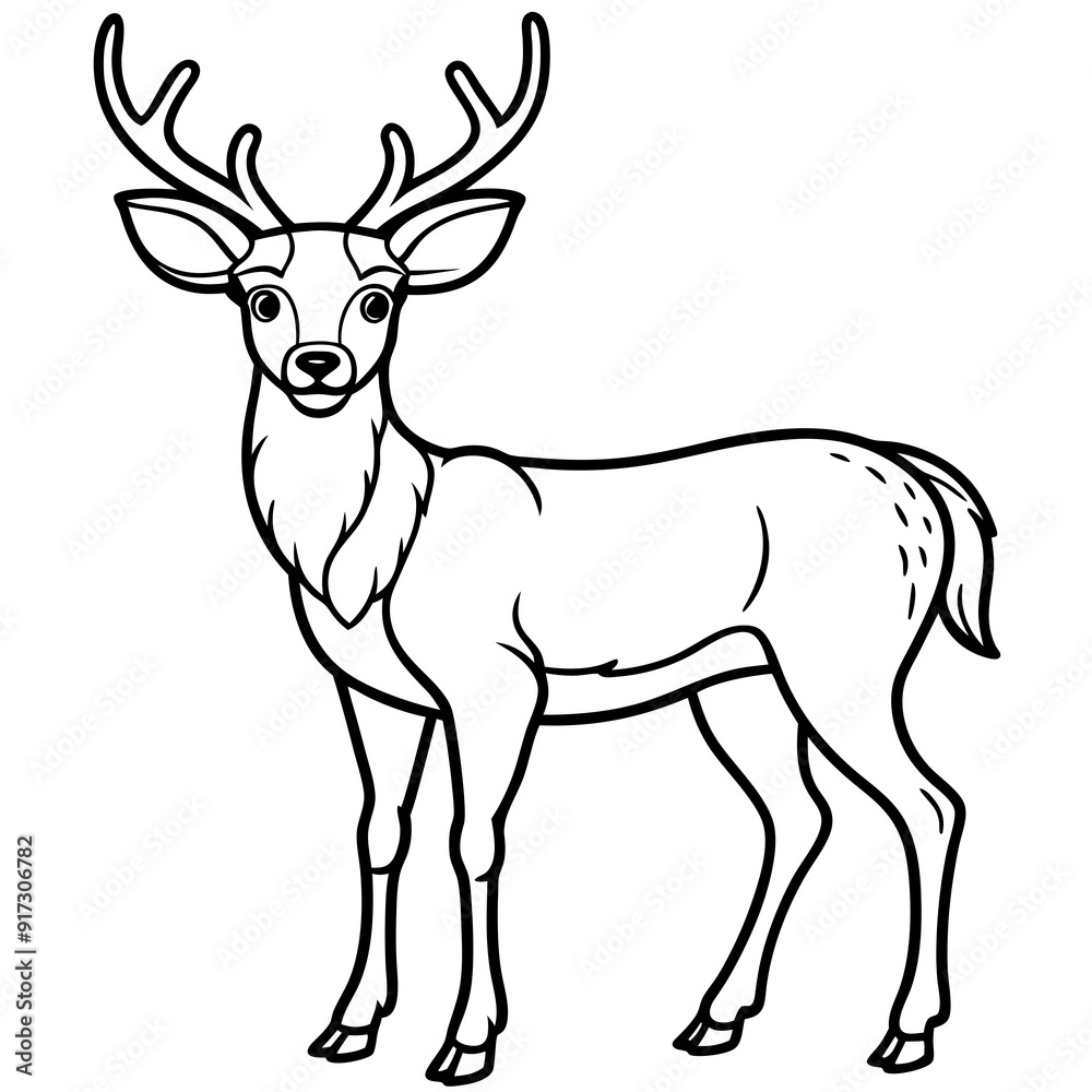 Detailed Line Art of a Majestic Deer Detailed Line Art of a Majestic Deer