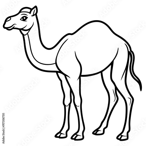 Detailed Line Art of a Camel