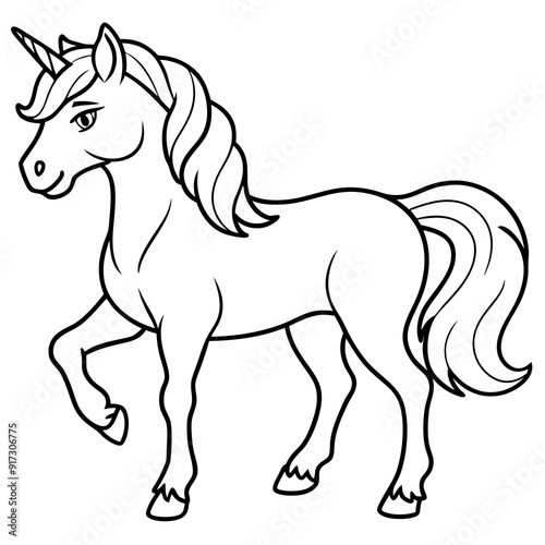 Wallpaper Mural Magical Unicorn Line Art Illustration Torontodigital.ca