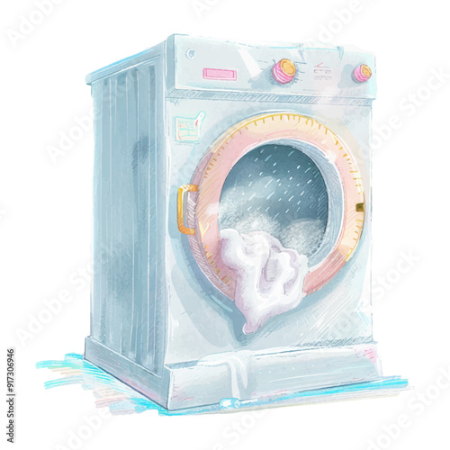Washing machine laundry white background (19)