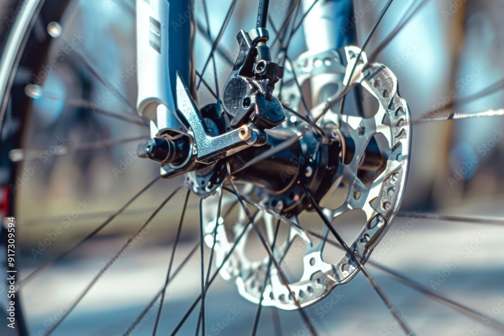 Ultra sharp close-up showcasing a road bike's brake system, highlighting grey metal brake disc. Beautiful simple AI generated image in 4K, unique. Ultra sharp close-up showcasing a road bike's brake system, highlighting grey metal brake disc. Beautiful simple AI generated image in 4K, unique.
