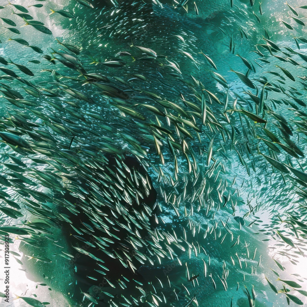 A School of Fish Swimming in the Ocean. A School of Fish Swimming in the Ocean.