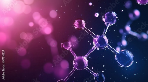 Abstract representation of chemical solution molecules bonding with organic compounds, chemical bonding, organic science concept