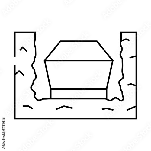 coffin in ground line icon vector. coffin in ground sign. isolated contour symbol black illustration