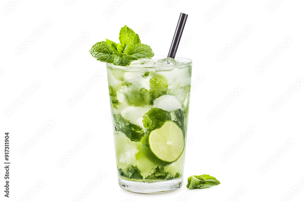 Glass of mojito isolated on white background Glass of mojito isolated on white background