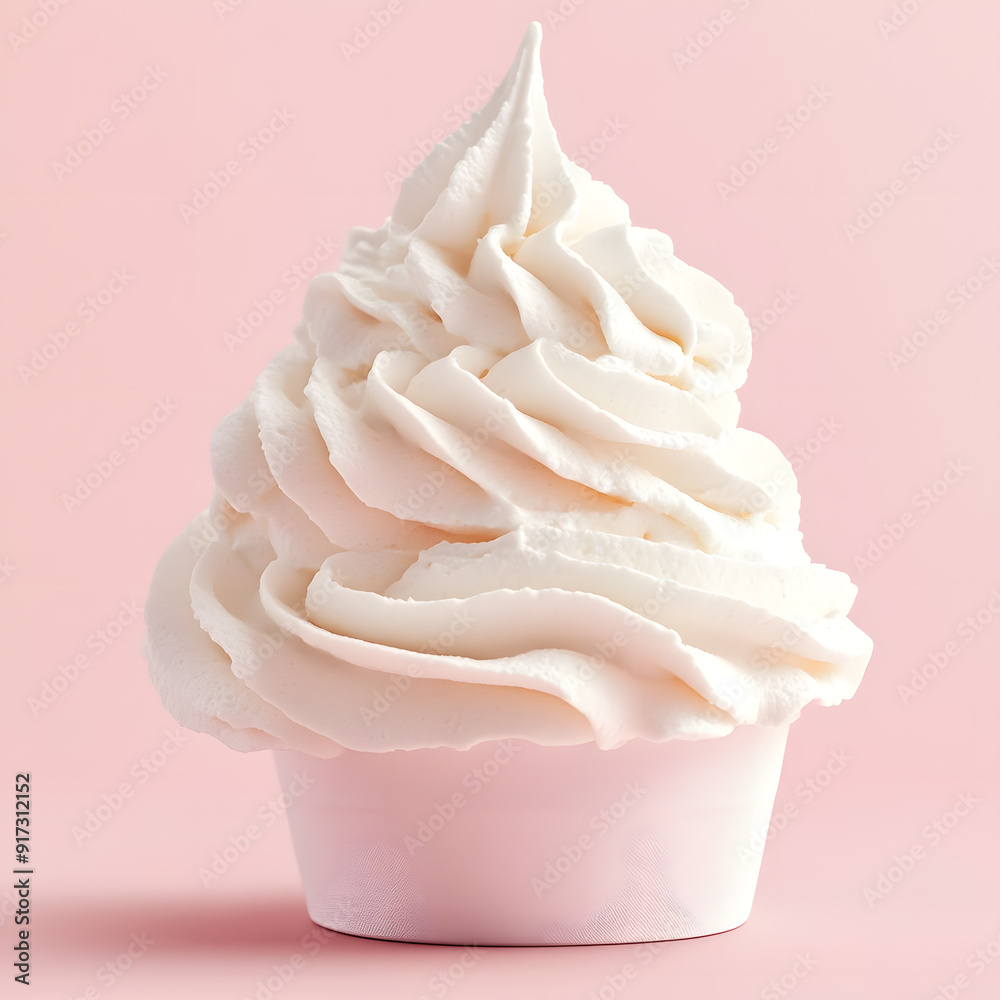 White Whipped cream or mousse isolated on pastel pink background White Whipped cream or mousse isolated on pastel pink background