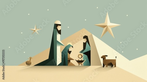Elegant Minimalist Nativity Scene Illustration