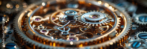 Examining intricate gear of grandfather clock Describe harmonious motion of pendulum escapement regulated classical mechanic illustrating how principle of inertia conservation of energy ensure precise