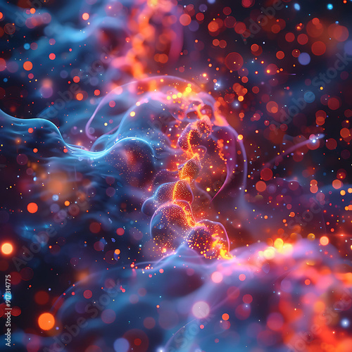 Explaining concept of microstates and macrostates in statistical mechanics illustrating how statistical methods can describe the behavior of large systems composed of countless particles photo