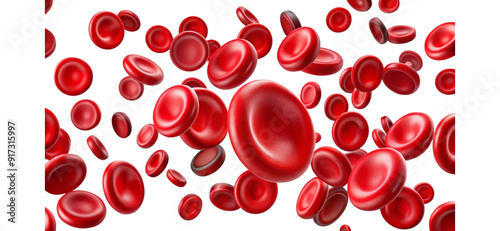 Hemoglobin red blood cells are isolated on a transparent background.