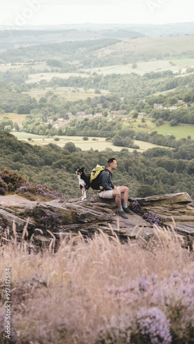hiker on the top of mountain