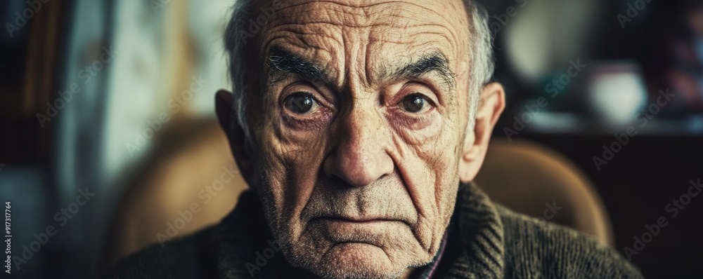 Portrait of an elderly man with deep Portrait of an elderly man with deep