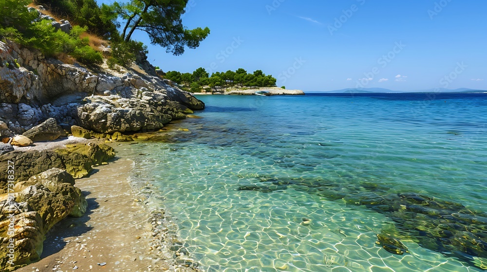 A Secluded Beach: The Calm of Serene Waters and Snowy Peaks