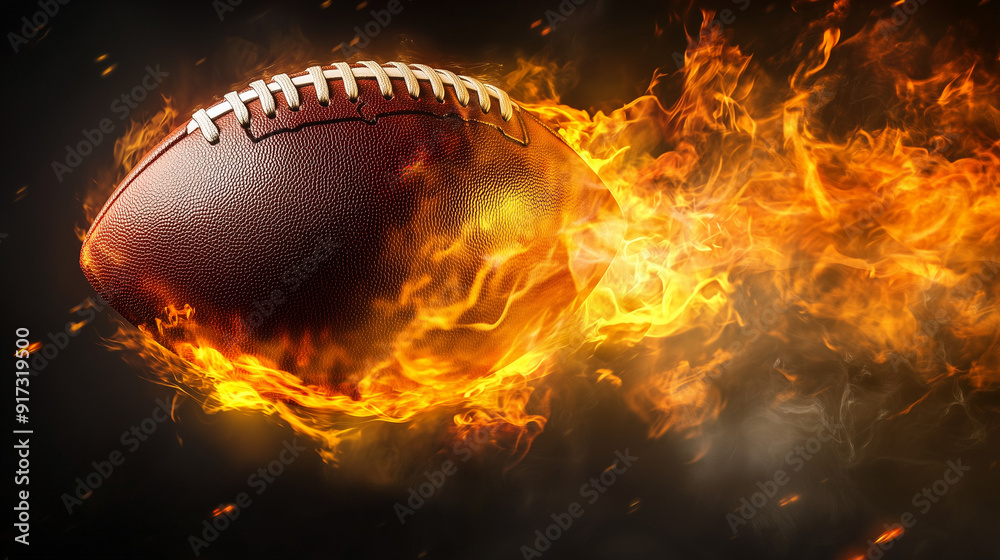 American Football on Fire with Dramatic Flames and Dark Background
American Football on Fire with Dramatic Flames and Dark Background