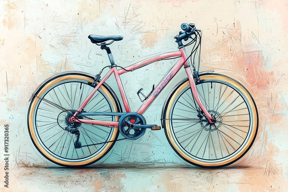 Hand-Drawn Bicycle Illustration on Pastel Background for Outdoor and Leisure Designs Hand-Drawn Bicycle Illustration on Pastel Background for Outdoor and Leisure Designs