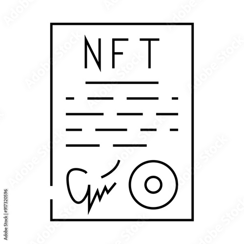 approved virtual nft contract line icon vector. approved virtual nft contract sign. isolated contour symbol black illustration