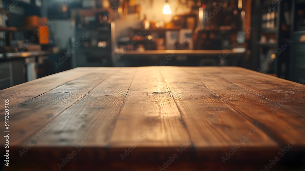 Rustic Wooden Table in Sunlit Workshop - Ideal for Product Display Rustic Wooden Table in Sunlit Workshop - Ideal for Product Display