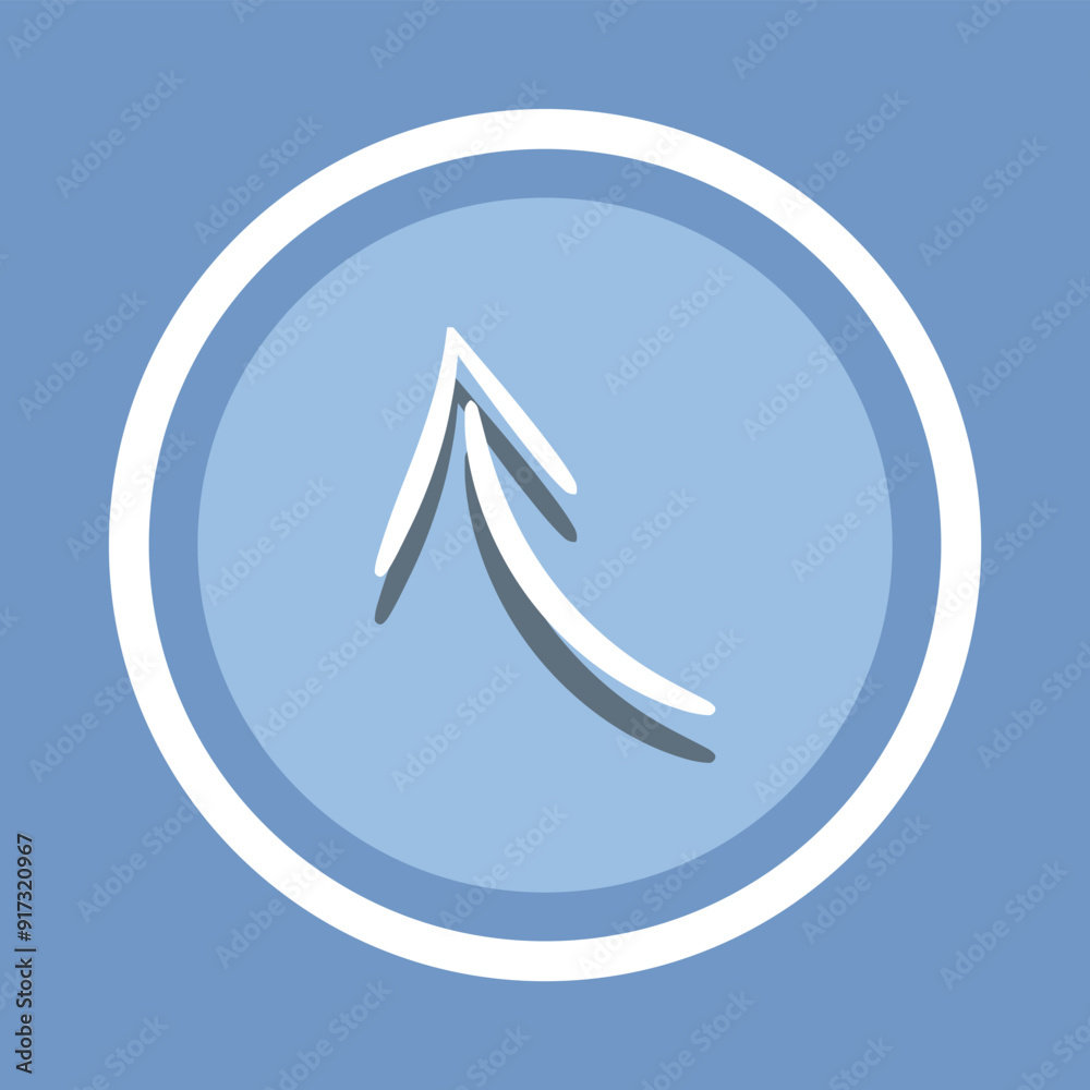 Curved arrow icon vector. Arrow pointer icon vector in trendy flat style. Arrow up icon image, Arrow up icon illustration isolated on blue background Curved arrow icon vector. Arrow pointer icon vector in trendy flat style. Arrow up icon image, Arrow up icon illustration isolated on blue background