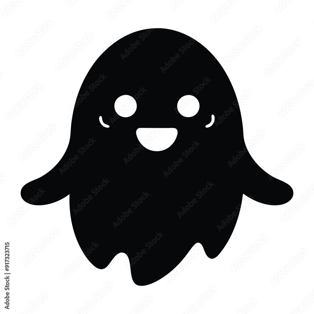 Cute Black Ghost Halloween Vector Illustration Cute Black Ghost Halloween Vector Illustration