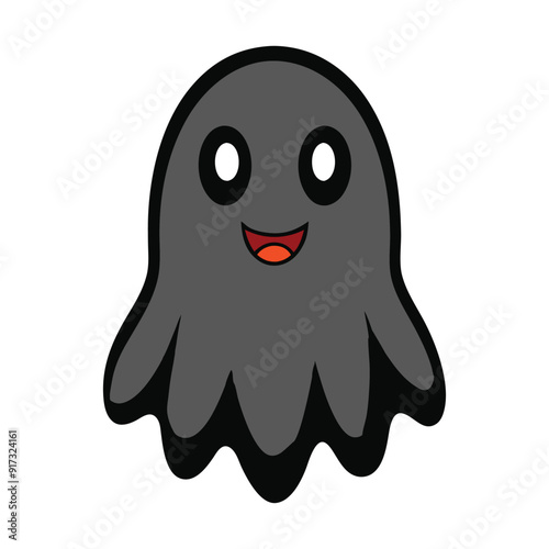 Cute Black Ghost Halloween Vector Illustration