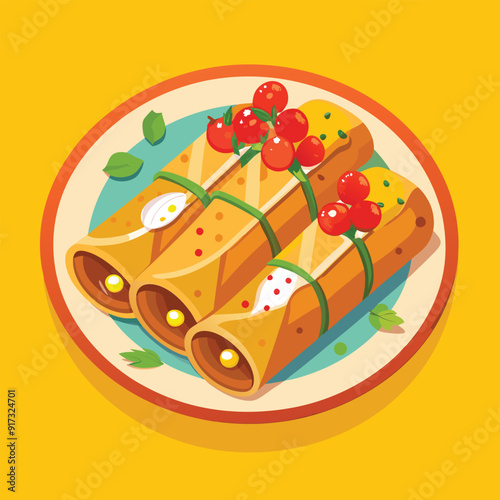 Mexican food Enchiladas vector art
