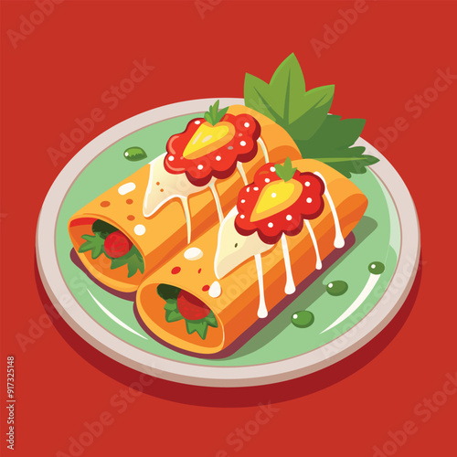 Mexican food Enchiladas vector art