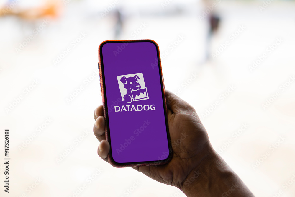 Dhaka, Bangladesh- 11 Aug 2024: DataDog logo is displayed on smartphone ...