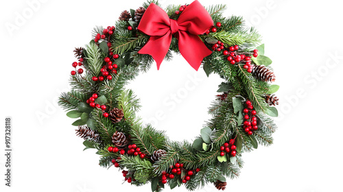 A realistic image of wreath for decoration on christmas on isolated white background photo